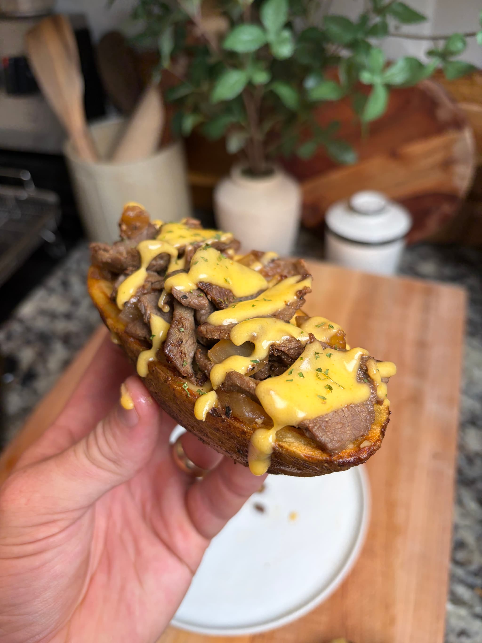 Venison Philly Potato Skins