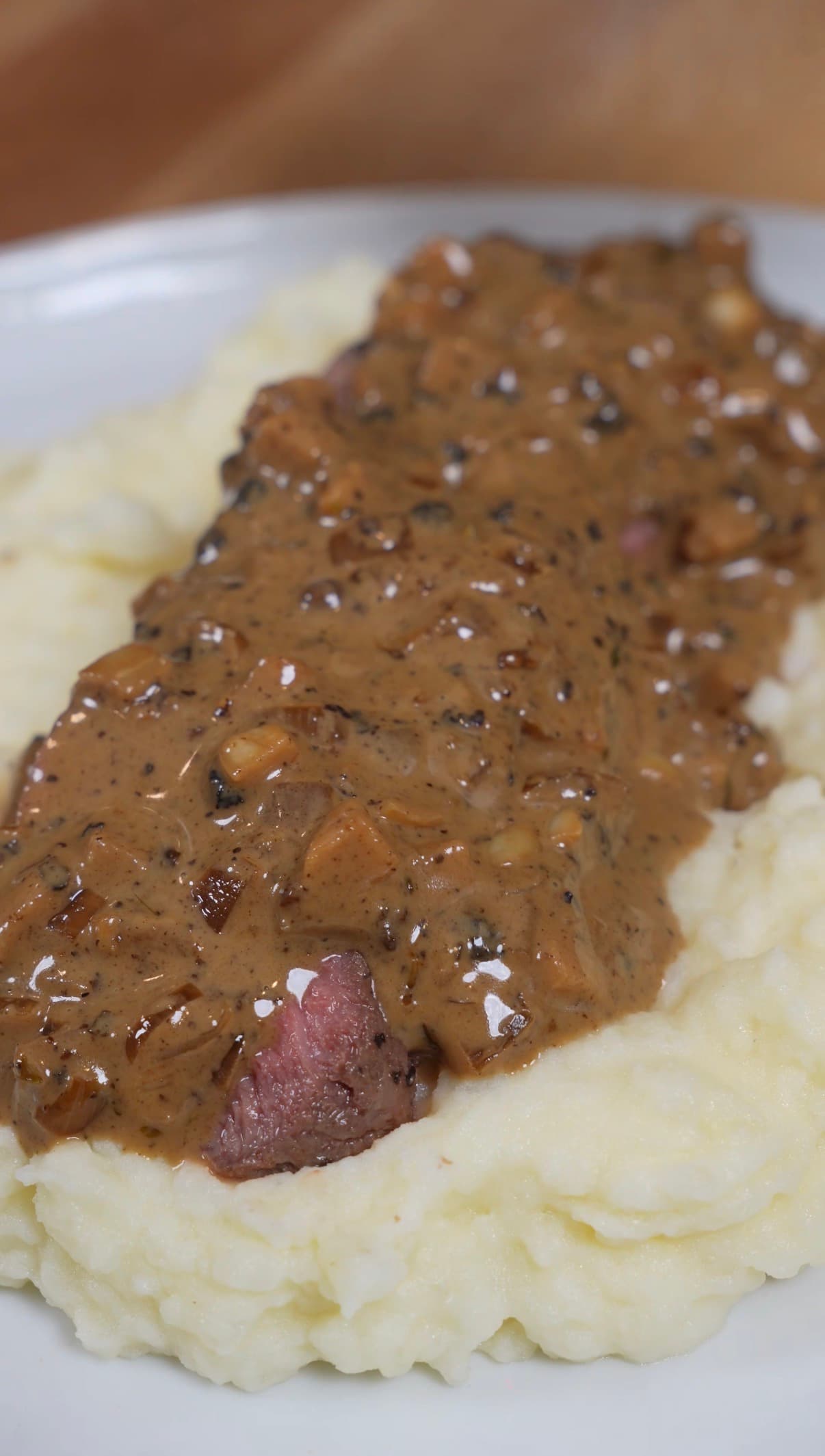 Venison Steak with Peppercorn cream sauce