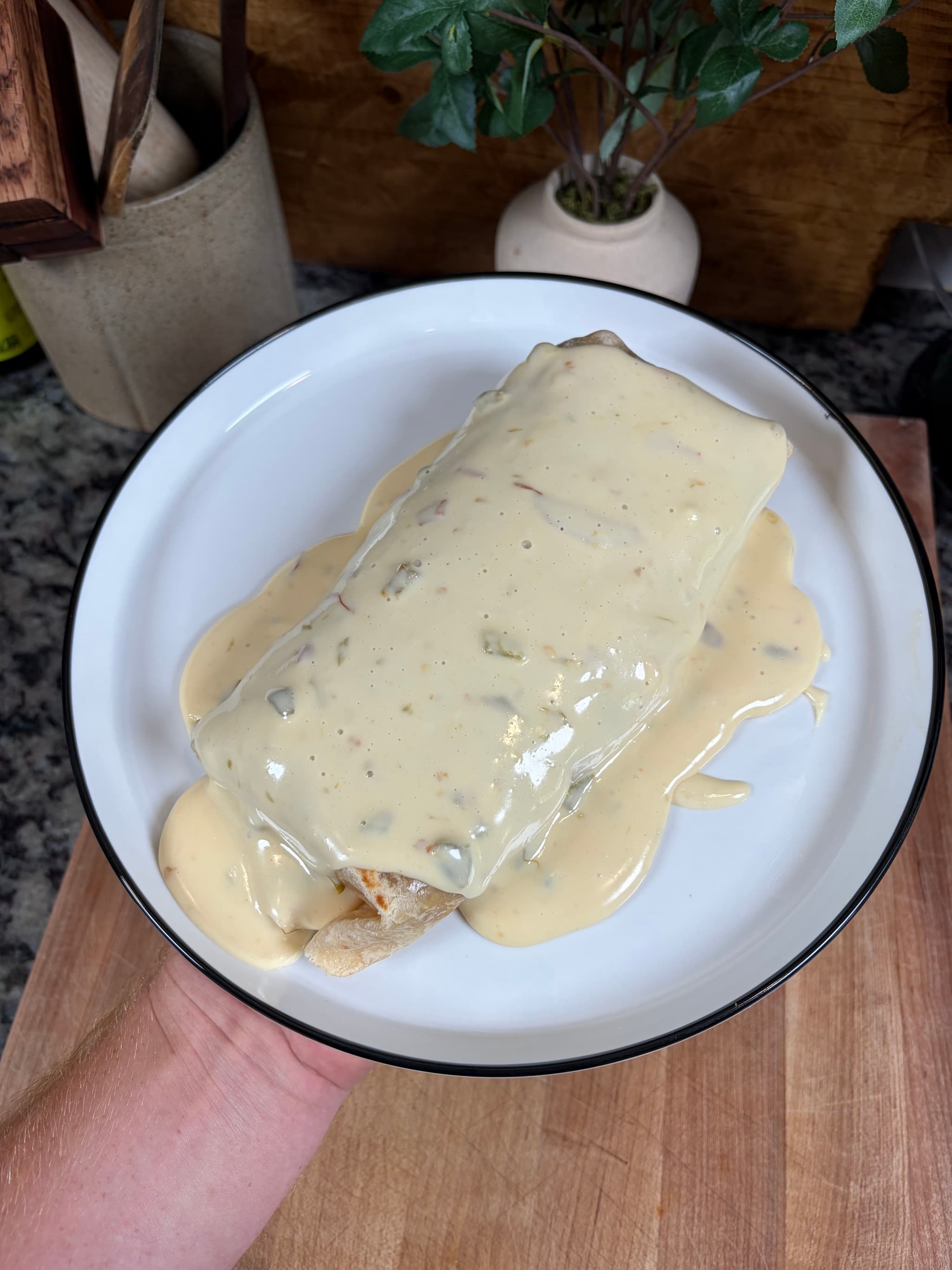 Venison Steak Burritos Smothered in Queso