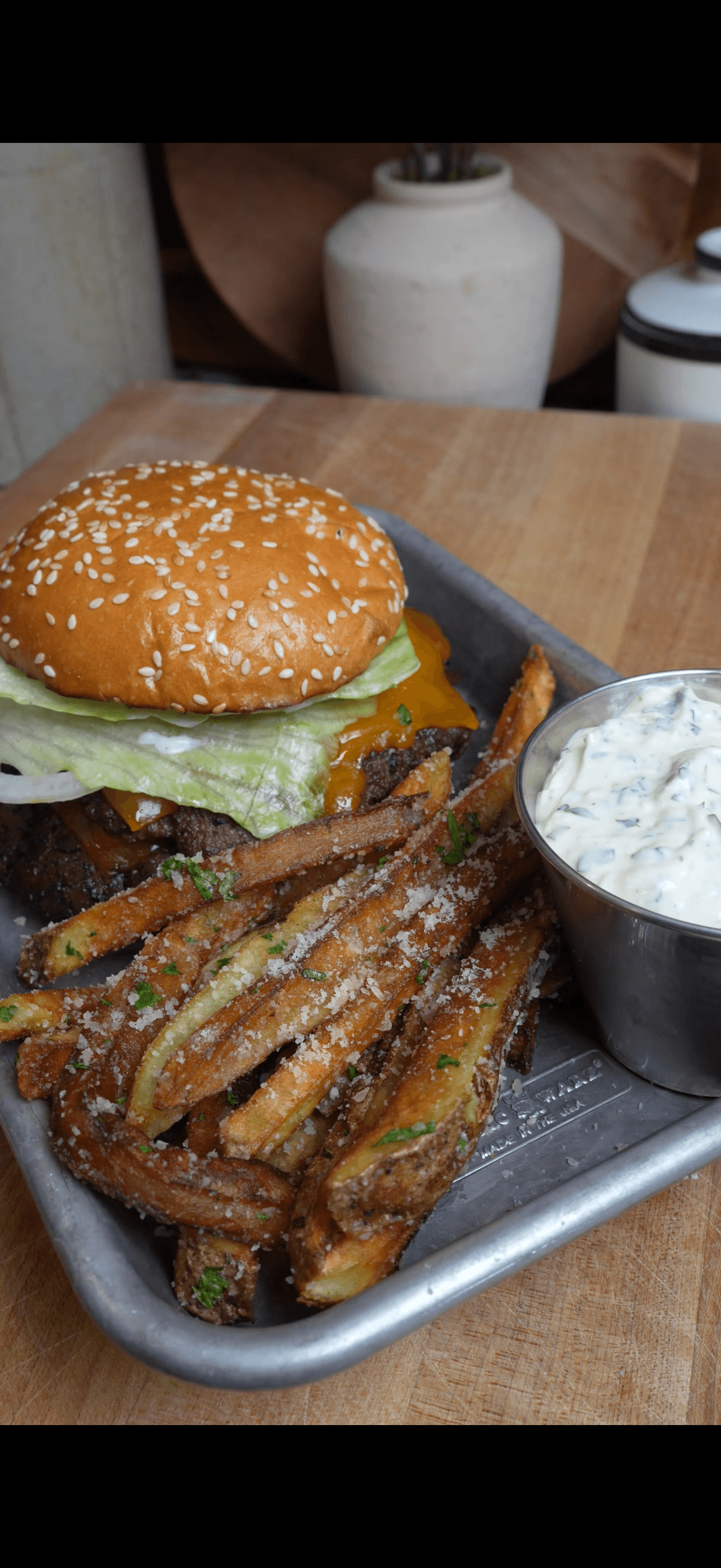 Venison Burger & Truffle Fries